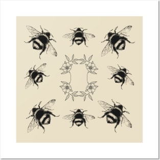 Bumblebees pattern - Victorian Illustration Posters and Art